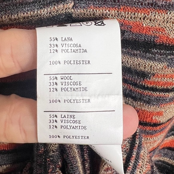 Aldomartins Long Sleeve Wool Blend Sweater Dress Women Size 8 Lightweight Stripe - Picture 10 of 11